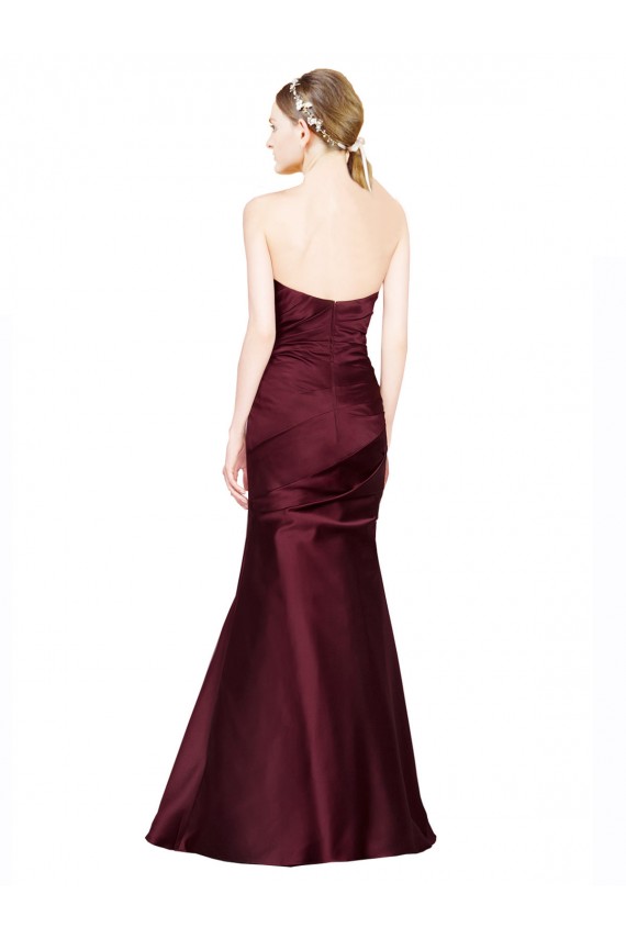 Bordeaux Sirène Satiné Longue Formelles Robes demoiselle d'honneur / Robes de soirée / Robes de bal Pas Cher