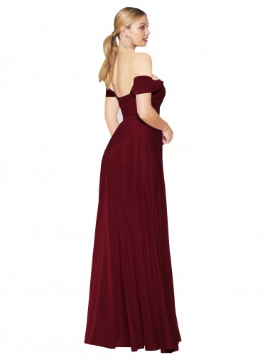 Bordeaux Sirène Épaule Dénudée Mousseline Longue Formelles Robes demoiselle d'honneur / Robes de soirée / Robes de bal