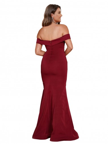 Bordeaux Sirène Épaule Dénudée Spandex Longue Formelles Robes demoiselle d'honneur / Robes de soirée / Robes de bal
