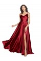 Bordeaux Trapèze Bretelles spaghetti Satiné Soyeux Longue Formelles Robes demoiselle d'honneur / Robes de soirée / Robes de bal Pas Cher