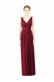 Bordeaux Trapèze Col V Mousseline Longue Robes demoiselle d'honneur Pas Cher
