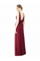 Bordeaux Trapèze Col V Mousseline Longue Robes demoiselle d'honneur Pas Cher