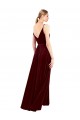 Bordeaux Trapèze Col V Velours Stretch Longue Formelles Robes demoiselle d'honneur / Robes de soirée / Robes de bal Pas Cher