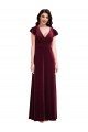 Bordeaux Trapèze Col V Velours Stretch Longue Robes demoiselle d'honneur / Robes de bal Pas Cher
