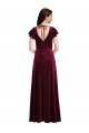 Bordeaux Trapèze Col V Velours Stretch Longue Robes demoiselle d'honneur / Robes de bal Pas Cher