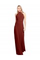 Bordeaux Trapèze Licou Col Haut Mousseline Longue Robes demoiselle d'honneur / Robes de bal Pas Cher
