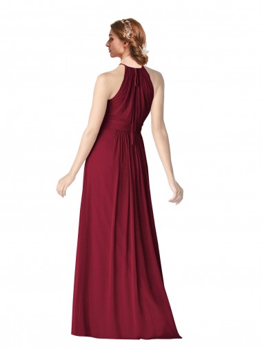 Bordeaux Trapèze Licou Mousseline Longue Robes demoiselle d'honneur