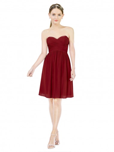 Bordeaux Trapèze Mousseline Courte Robes demoiselle d'honneur / Robes de cocktail Pas Cher
