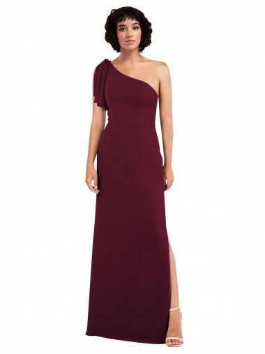 Bordeaux Trapèze Mousseline Longue Formelles Robes demoiselle d'honneur / Robes de soirée Pas Cher