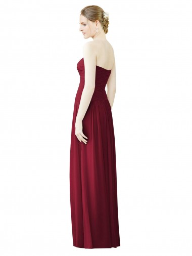 Bordeaux Trapèze Mousseline Longue Robes demoiselle d'honneur