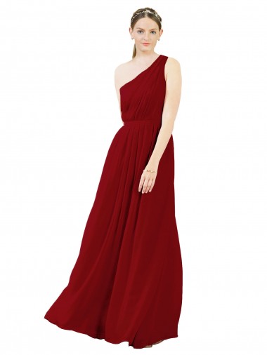 Bordeaux Trapèze Mousseline Longue Robes demoiselle d'honneur Pas Cher