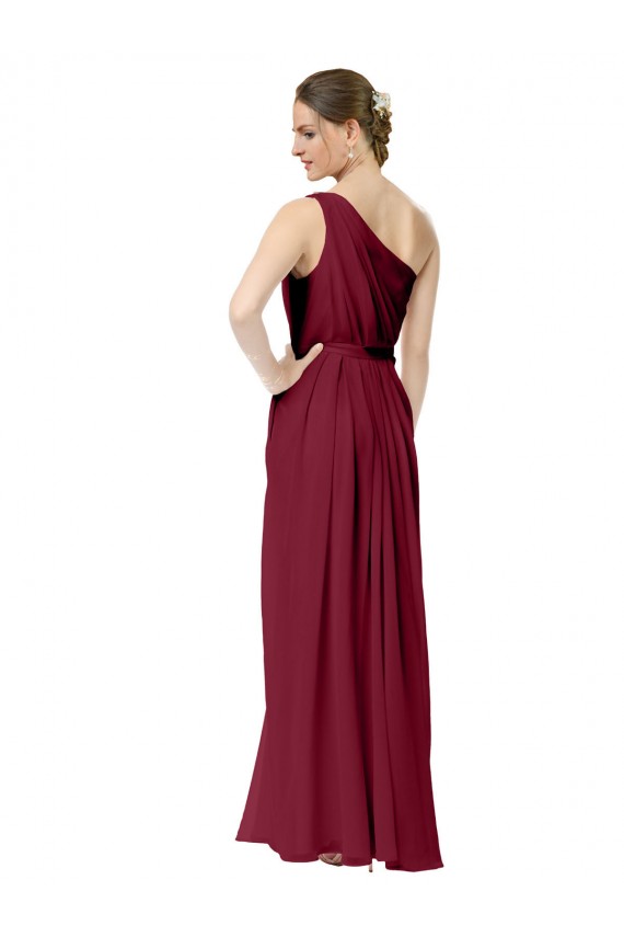 Bordeaux Trapèze Mousseline Longue Robes demoiselle d'honneur Pas Cher