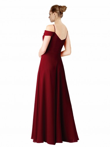 Bordeaux Trapèze Mousseline Longue Robes demoiselle d'honneur