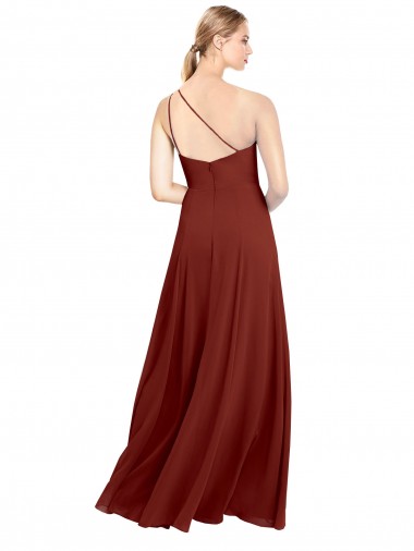 Bordeaux Trapèze Mousseline Longue Robes demoiselle d'honneur