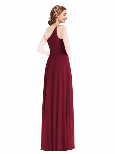 Bordeaux Trapèze Mousseline Longue Robes demoiselle d'honneur