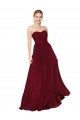 Bordeaux Trapèze Sans bretelle Mousseline Longue Formelles Robes demoiselle d'honneur / Robes de soirée / Robes de bal Pas Cher
