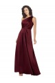 Bordeaux Trapèze Satiné Soyeux Longue Formelles Robes demoiselle d'honneur / Robes de soirée / Robes de bal Pas Cher
