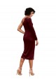 Bordeaux Trapèze midi Velours Stretch Courte Robes demoiselle d'honneur / Robes de bal Pas Cher