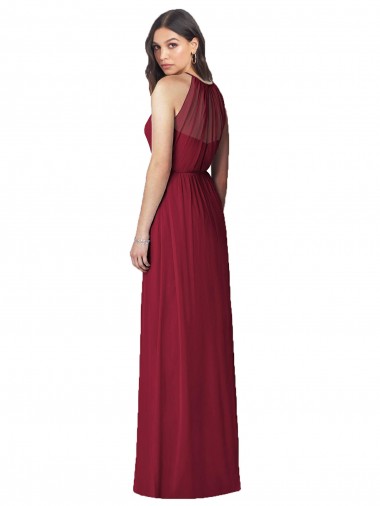 Bordeaux Trompette Licou Mousseline Longue Robes demoiselle d'honneur