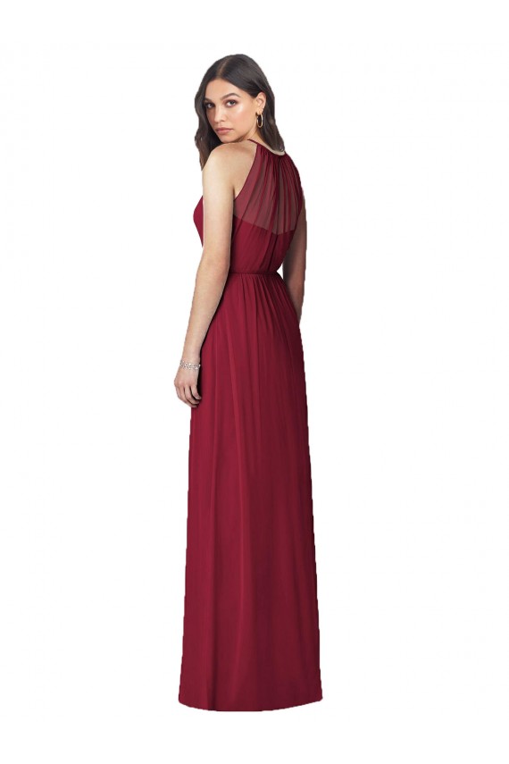 Bordeaux Trompette Licou Mousseline Longue Robes demoiselle d'honneur Pas Cher