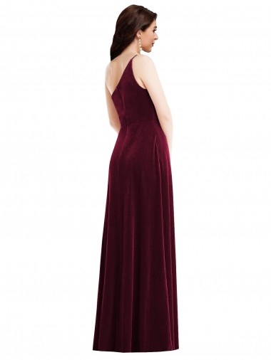 Bordeaux Trompette Velours Stretch Longue Robes demoiselle d'honneur / Robes de bal