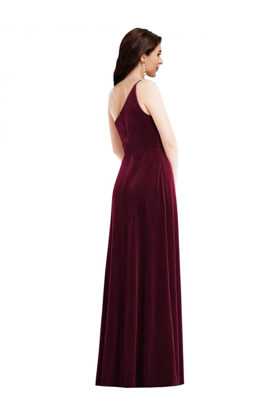 Bordeaux Trompette Velours Stretch Longue Robes demoiselle d'honneur / Robes de bal Pas Cher
