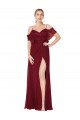 Bordeaux Trompette Épaule Dénudée Mousseline Longue Formelles Robes demoiselle d'honneur / Robes de soirée / Robes de bal Pas Cher