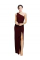 Bordeaux foncé Fourreau Crêpe Stretch Longue Formelles Robes demoiselle d'honneur / Robes de soirée / Robes de bal Pas Cher