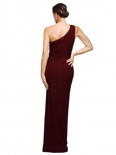 Bordeaux foncé Fourreau Crêpe Stretch Longue Formelles Robes demoiselle d'honneur / Robes de soirée / Robes de bal