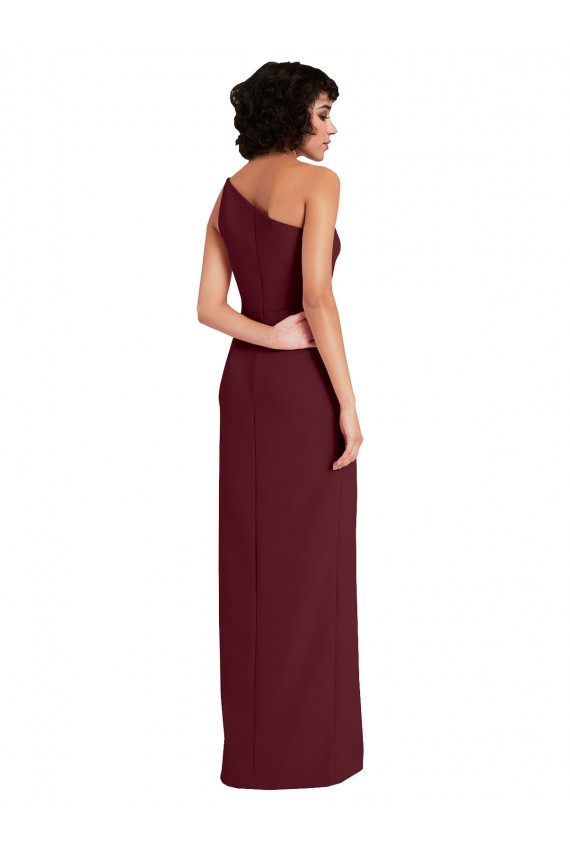 Bordeaux foncé Fourreau Crêpe Stretch Longue Formelles Robes demoiselle d'honneur / Robes de soirée / Robes de bal Pas Cher