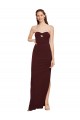 Bordeaux foncé Fourreau Sans bretelle Crêpe Stretch Longue Formelles Robes demoiselle d'honneur / Robes de soirée / Robes de bal Pas Cher