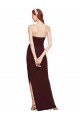 Bordeaux foncé Fourreau Sans bretelle Crêpe Stretch Longue Formelles Robes demoiselle d'honneur / Robes de soirée / Robes de bal Pas Cher