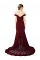 Bordeaux foncé Sirène Épaule Dénudée Balayage train Crêpe Stretch Dentelle Longue Formelles Robes demoiselle d'honneur / Robes de soirée / Robes de bal Pas Cher