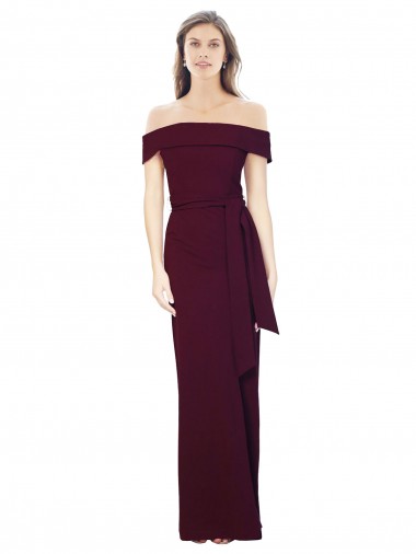 Bordeaux foncé Sirène Épaule Dénudée Crêpe Stretch Longue Formelles Robes demoiselle d'honneur / Robes de soirée / Robes de bal Pas Cher