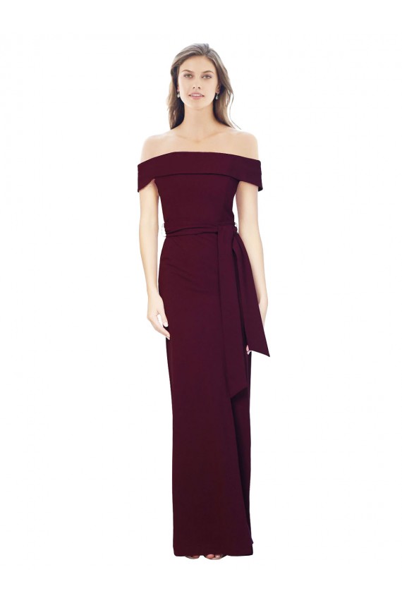 Bordeaux foncé Sirène Épaule Dénudée Crêpe Stretch Longue Formelles Robes demoiselle d'honneur / Robes de soirée / Robes de bal Pas Cher