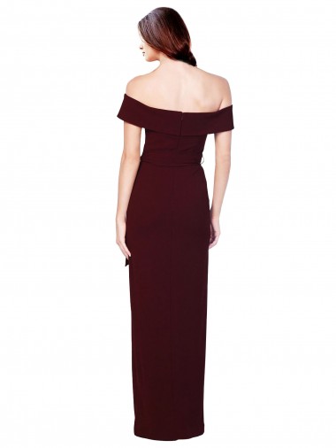 Bordeaux foncé Sirène Épaule Dénudée Crêpe Stretch Longue Formelles Robes demoiselle d'honneur / Robes de soirée / Robes de bal