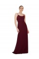 Bordeaux foncé Trapèze Scoop Mousseline Longue Robes demoiselle d'honneur Pas Cher