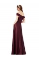 Bordeaux foncé Trapèze Épaule Dénudée Sans bretelle Satiné Longue Formelles Robes demoiselle d'honneur / Robes de soirée / Robes de bal Pas Cher