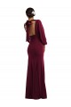 Bordeaux foncé Trompette Bateau Crêpe Stretch Longue Formelles Robes demoiselle d'honneur / Robes de soirée / Robes de bal Pas Cher