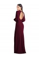 Bordeaux foncé Trompette Bateau Crêpe Stretch Longue Formelles Robes demoiselle d'honneur / Robes de soirée / Robes de bal Pas Cher