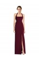 Bordeaux foncé Trompette Licou Crêpe Stretch Longue Robes demoiselle d'honneur / Robes de bal Pas Cher