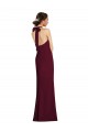 Bordeaux foncé Trompette Licou Crêpe Stretch Longue Robes demoiselle d'honneur / Robes de bal Pas Cher