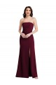 Bordeaux foncé Trompette Sans bretelle Crêpe Stretch Longue Robes demoiselle d'honneur / Robes de bal Pas Cher