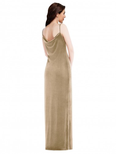 Champagne Fourreau Velours Stretch Longue Formelles Robes demoiselle d'honneur / Robes de soirée / Robes de bal