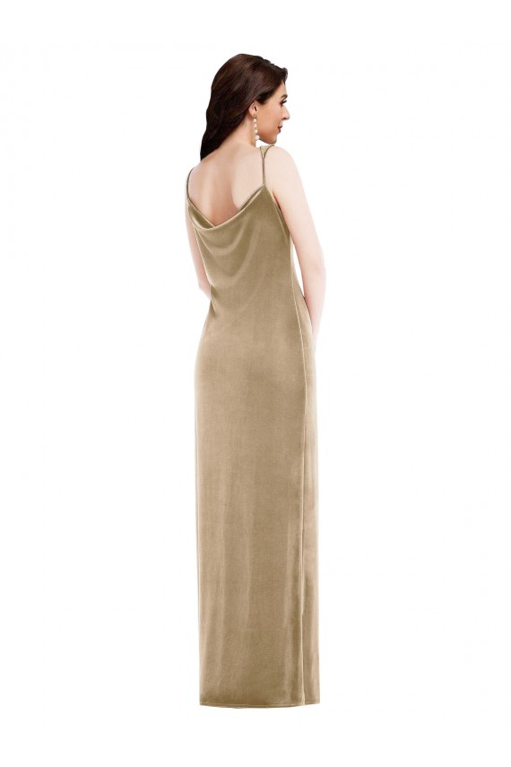 Champagne Fourreau Velours Stretch Longue Formelles Robes demoiselle d'honneur / Robes de soirée / Robes de bal Pas Cher