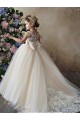 Champagne Princesse Tulle Dentelle Longue Robes de demoiselle d'honneur - fillette Pas Cher