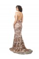 Champagne Sirène Col V Balayage train Dentelle Robes de mariée Pas Cher