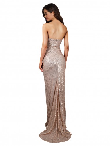 Champagne Sirène Scoop Paillette Longue Formelles Robes demoiselle d'honneur / Robes de soirée / Robes de bal