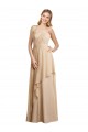 Champagne Trapèze Bretelles spaghetti Mousseline Longue Robes demoiselle d'honneur Pas Cher