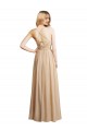 Champagne Trapèze Bretelles spaghetti Mousseline Longue Robes demoiselle d'honneur Pas Cher